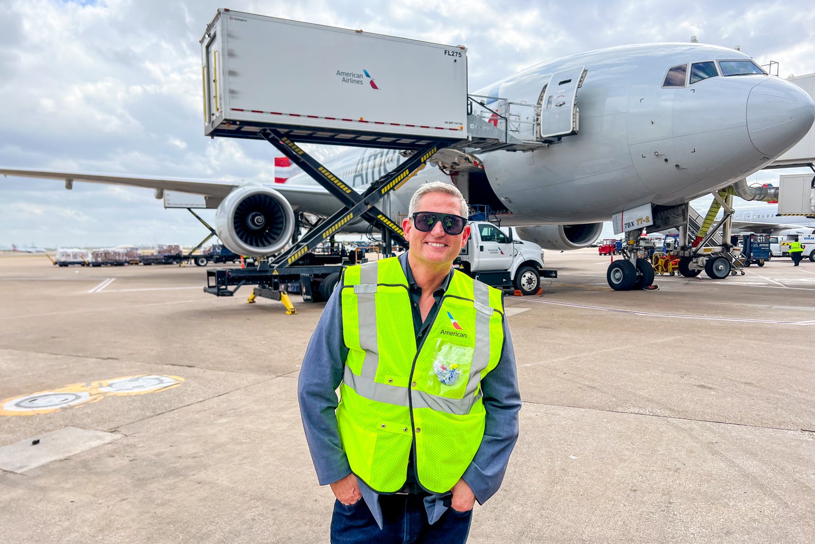 Clint with American jet on tarmac