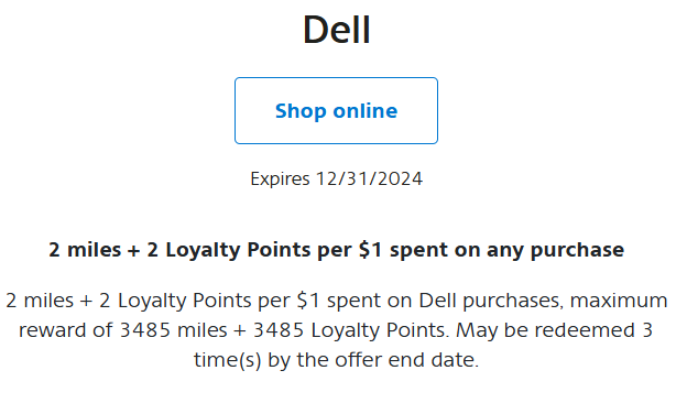 SimplyMiles offer for Dell