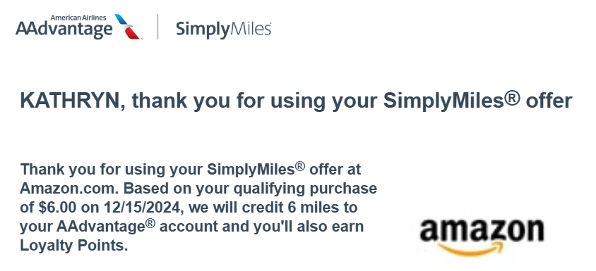 SimplyMiles email for earnings