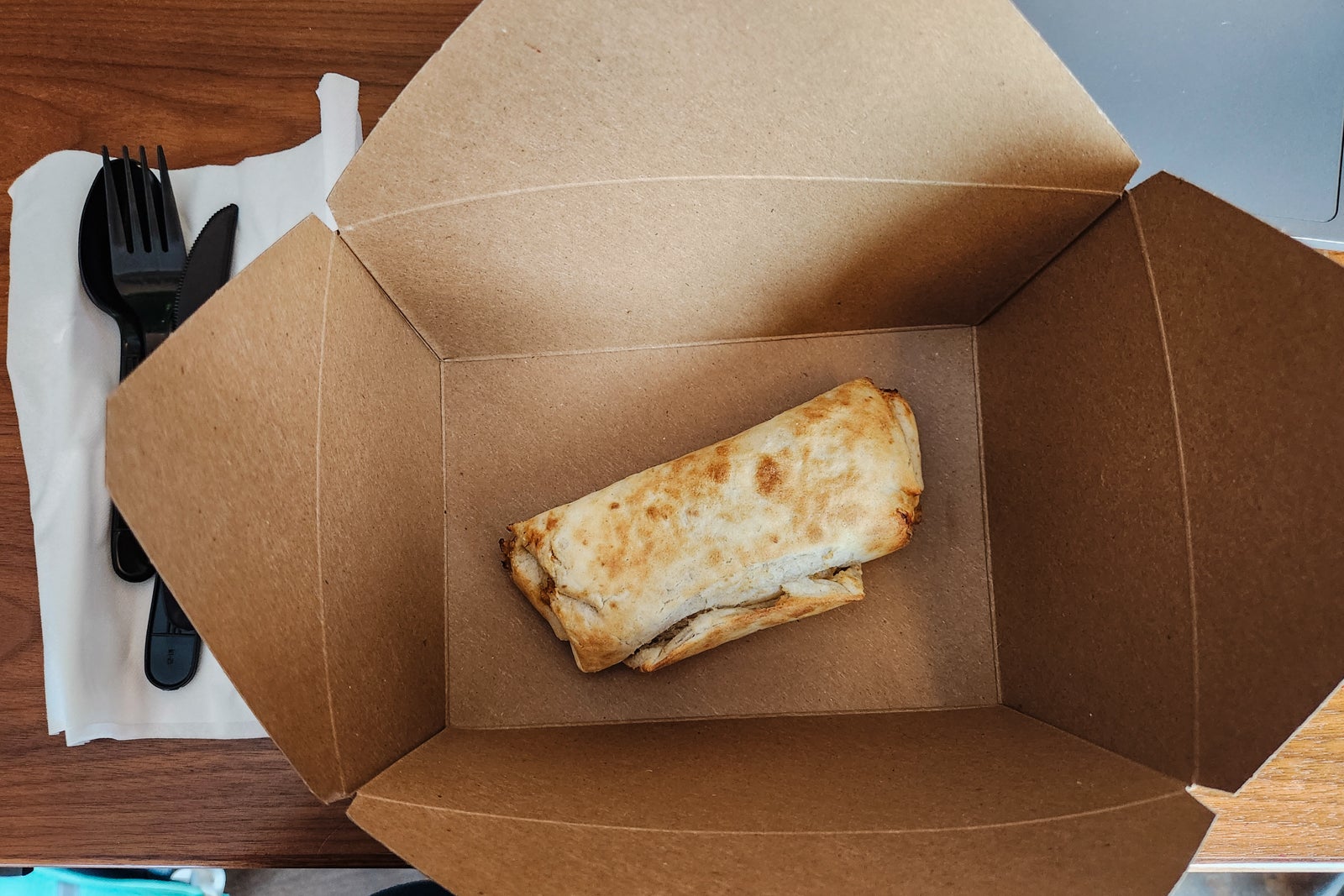 puff pastry wrap in cardboard takeout box