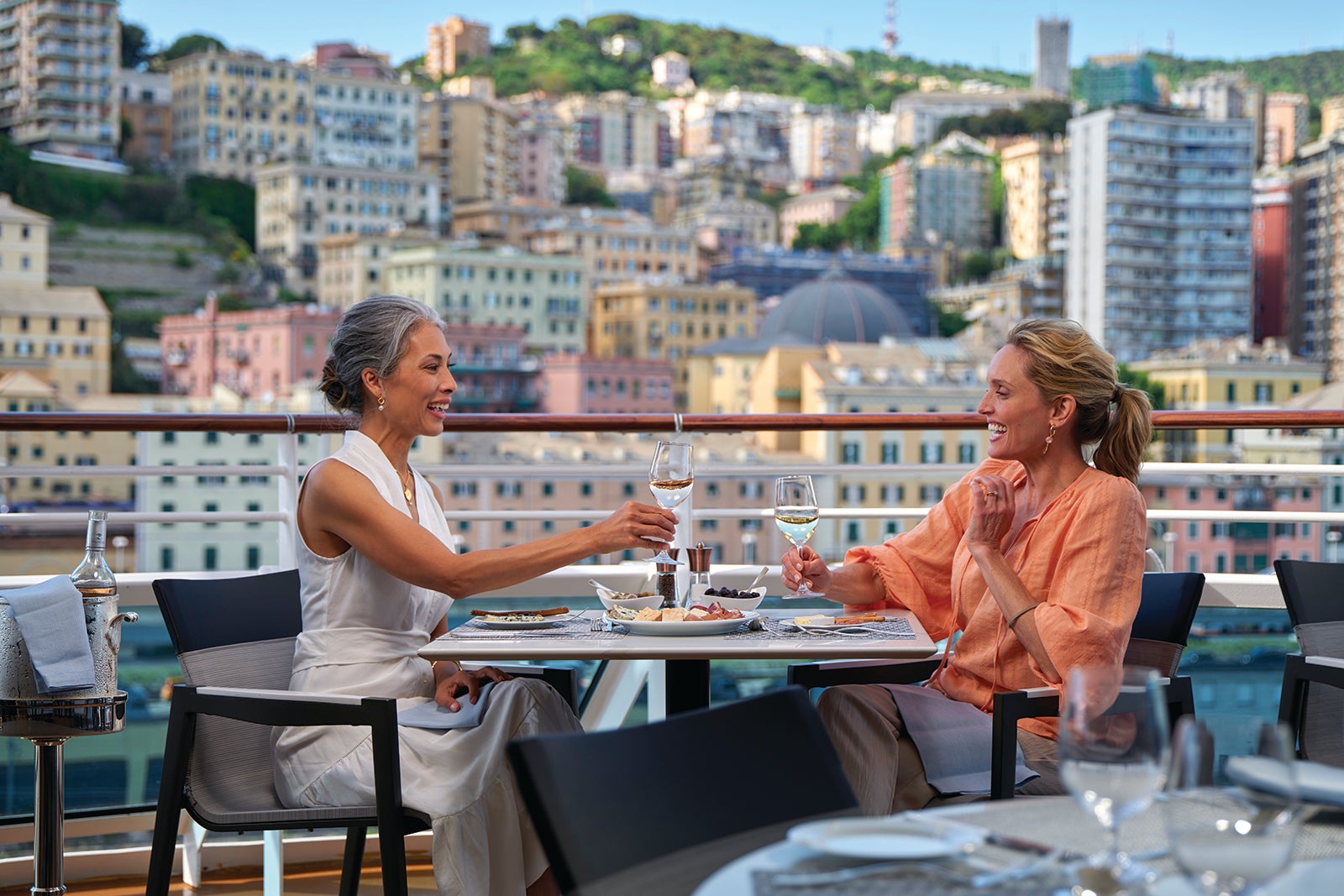 Two ladies dine on cruise ship