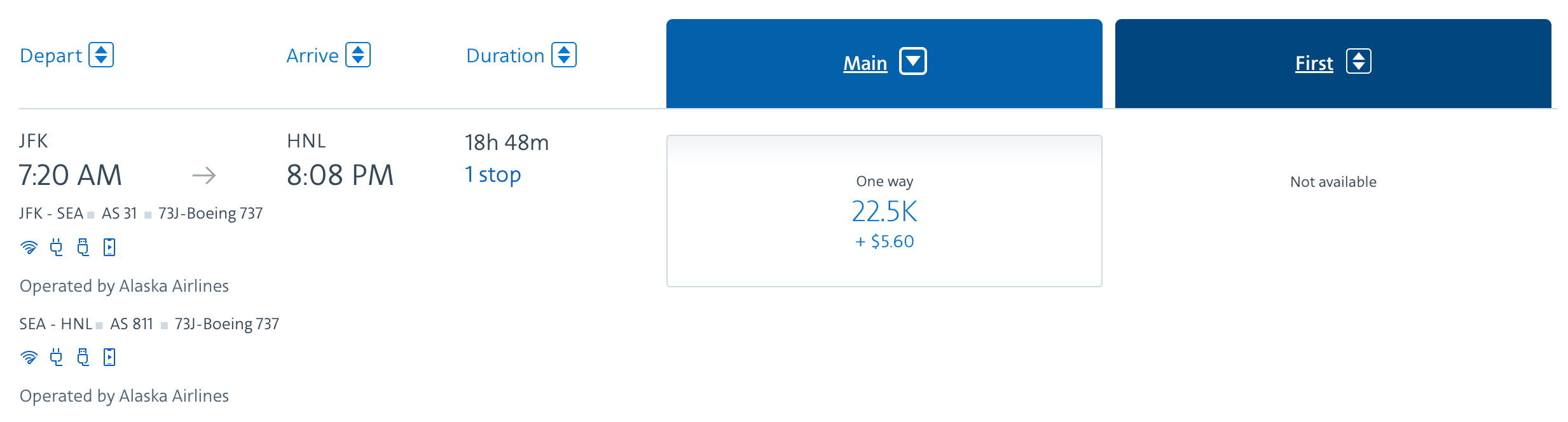 American flight JFK-HNL points