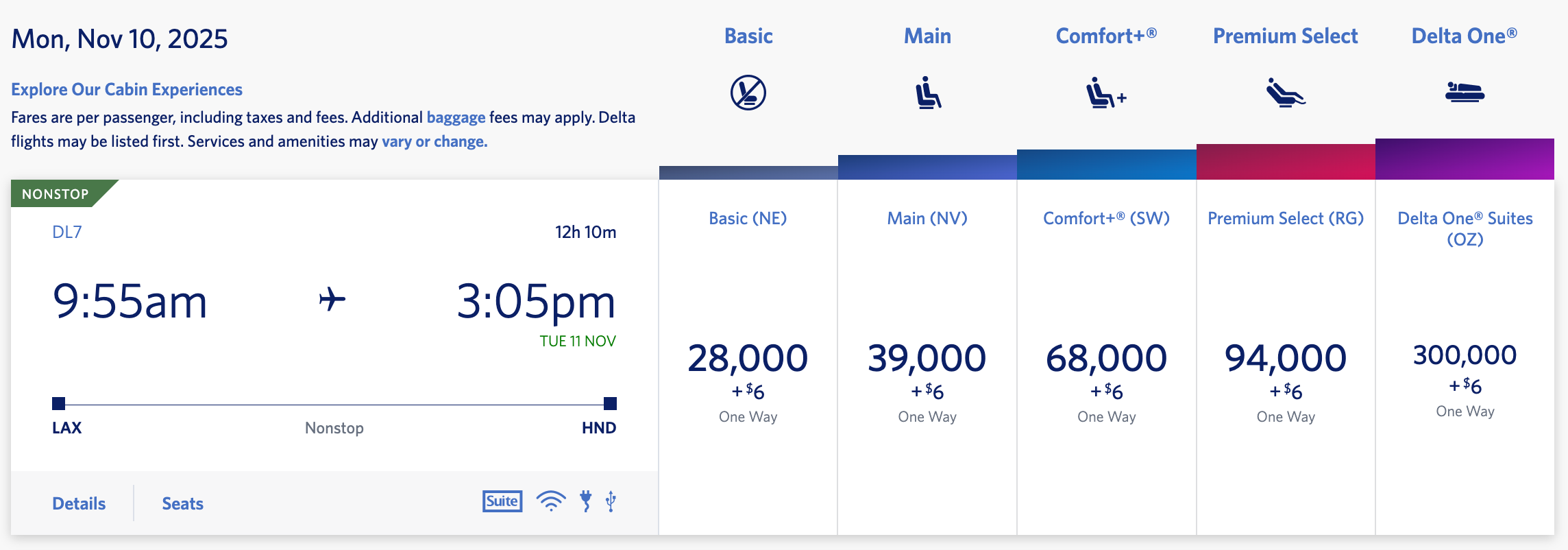 Flight Options LAX to HND November 10 2025