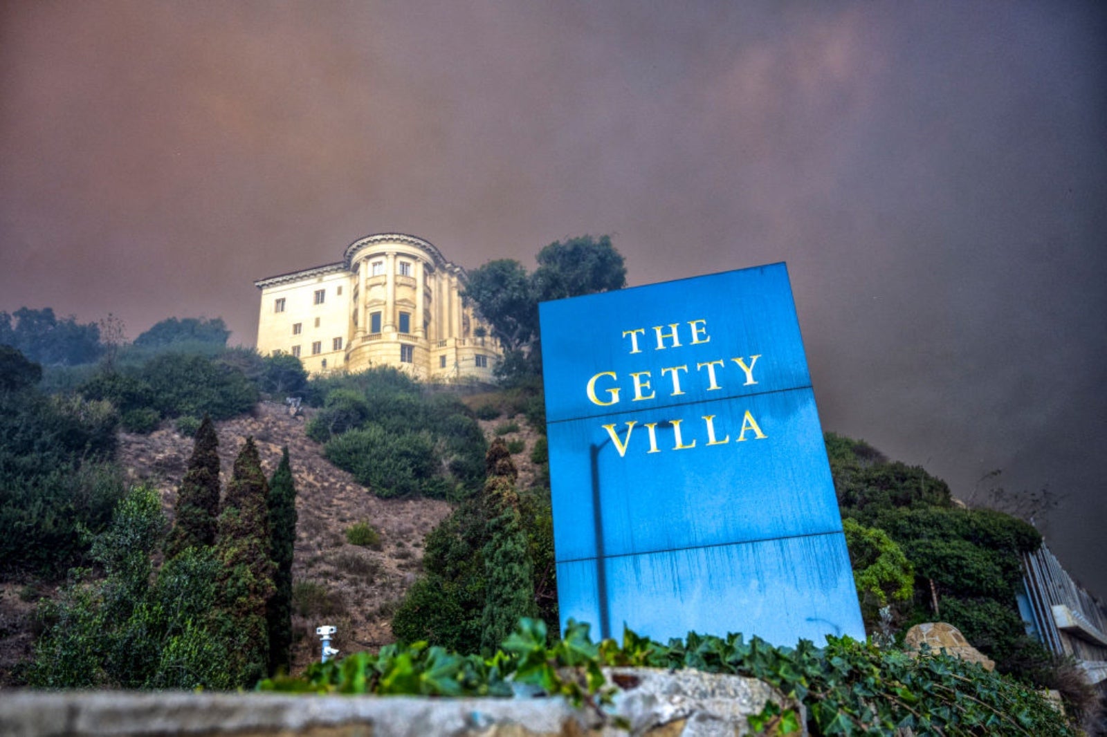 Wildfires near the Getty Villa in Los Angeles