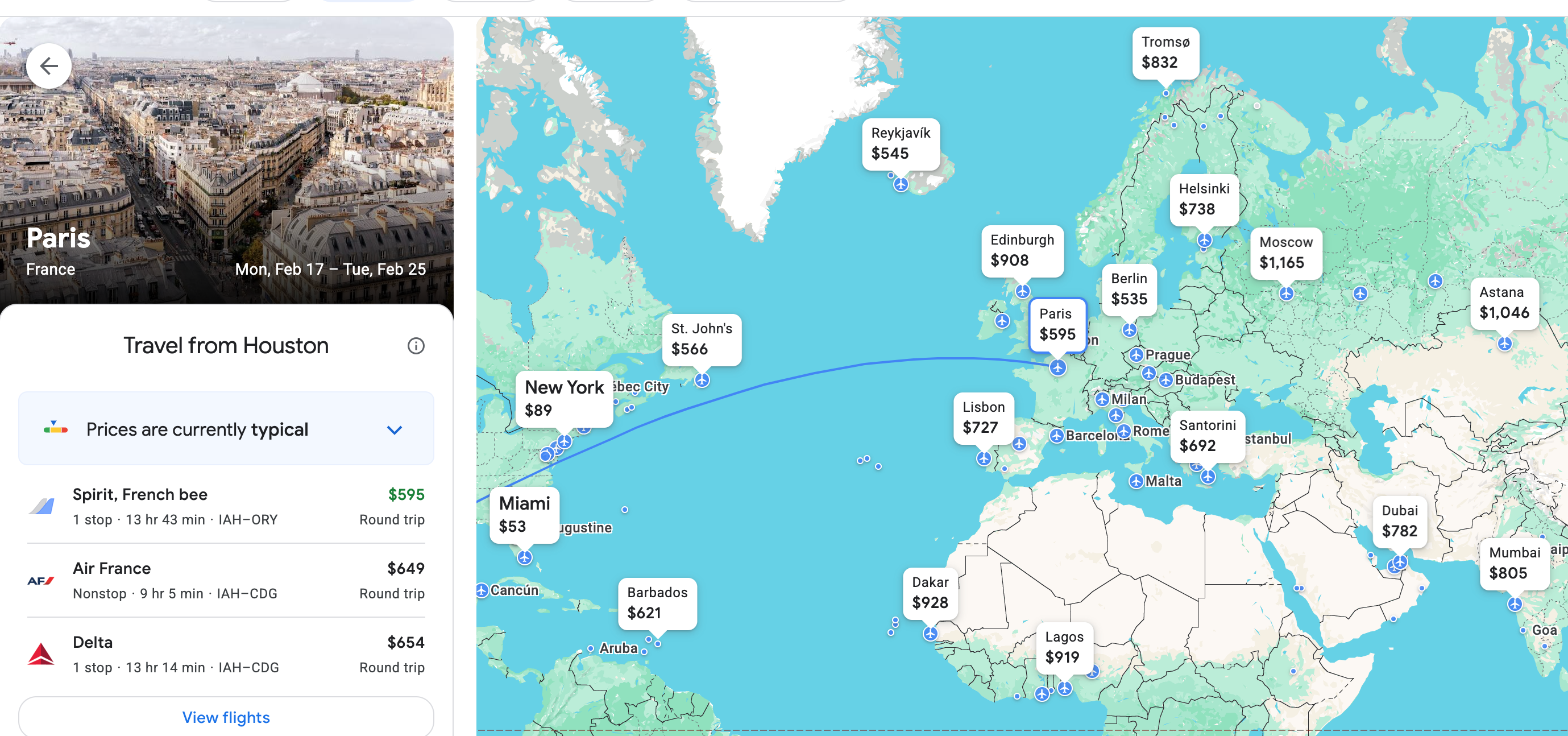 Google Flights Explore feature. GOOGLE