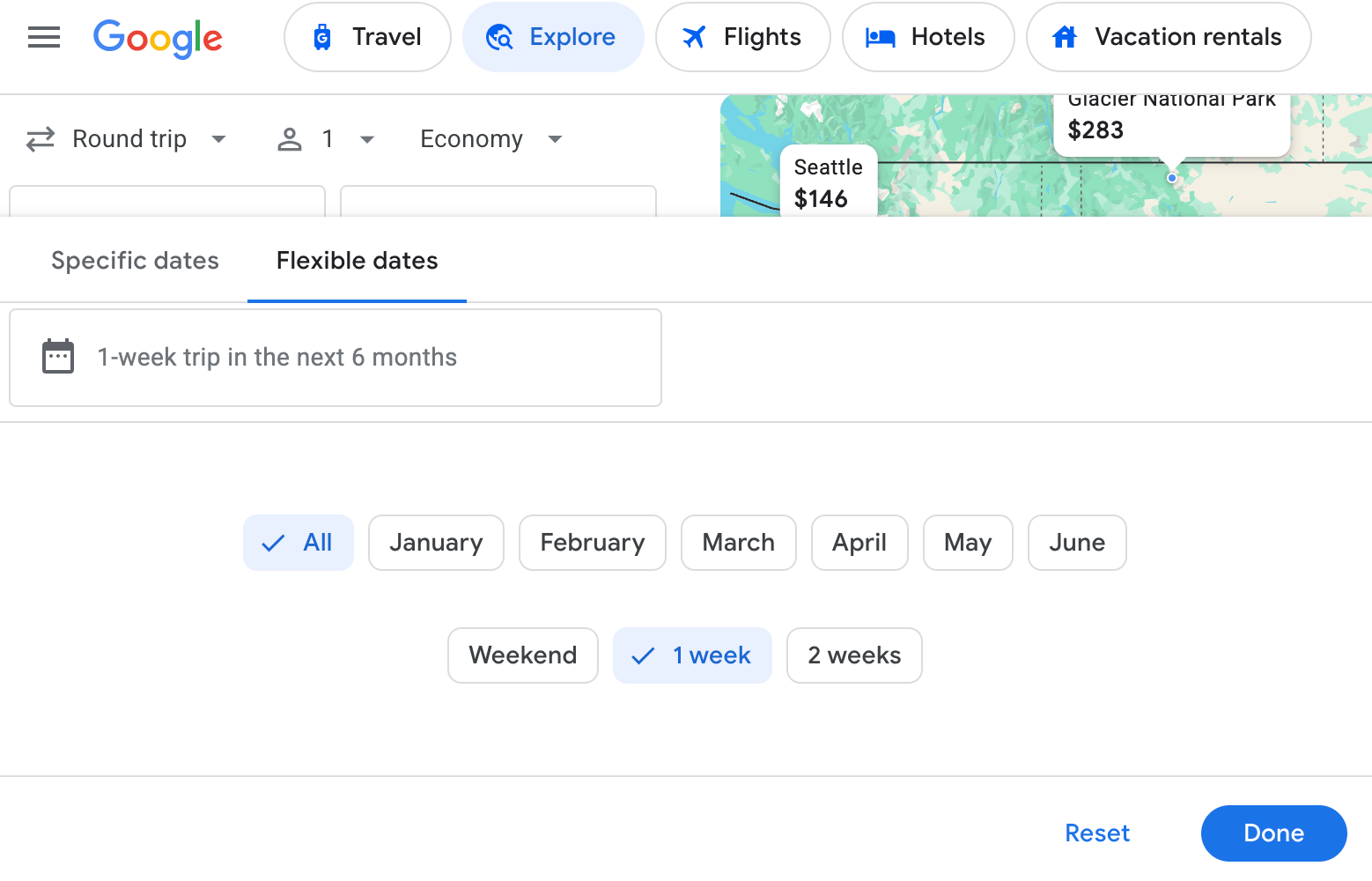 Google Flights Explore. GOOGLE