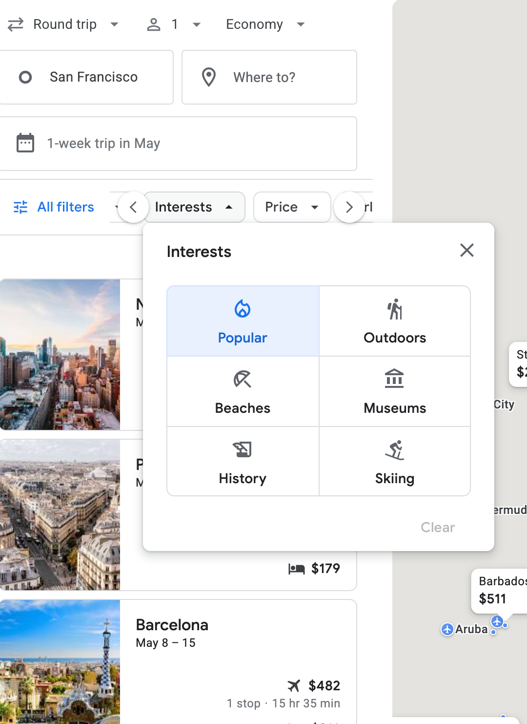 Google Flights Explore. GOOGLE