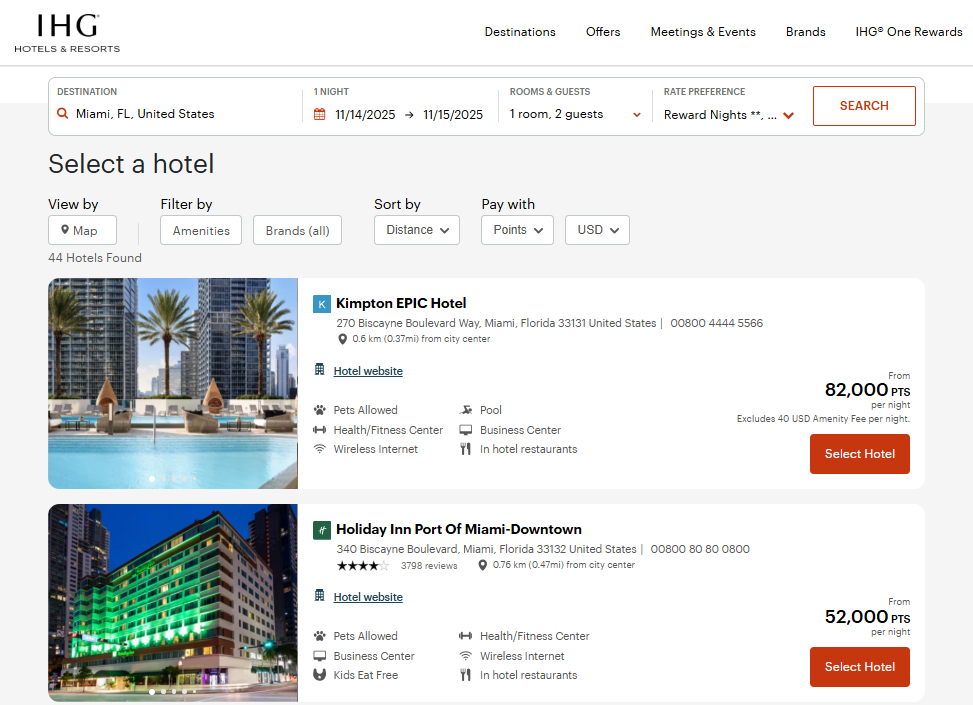 Booking an IHG award stay