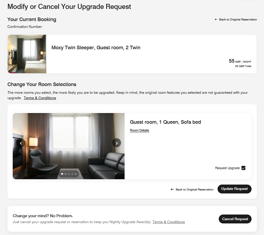 Marriott nightly upgrade awards