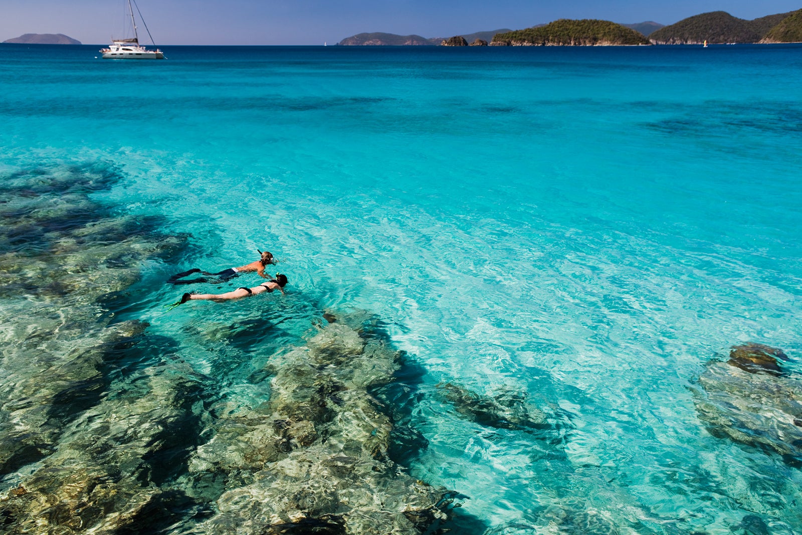 Couple snorkeling in the Caribbean