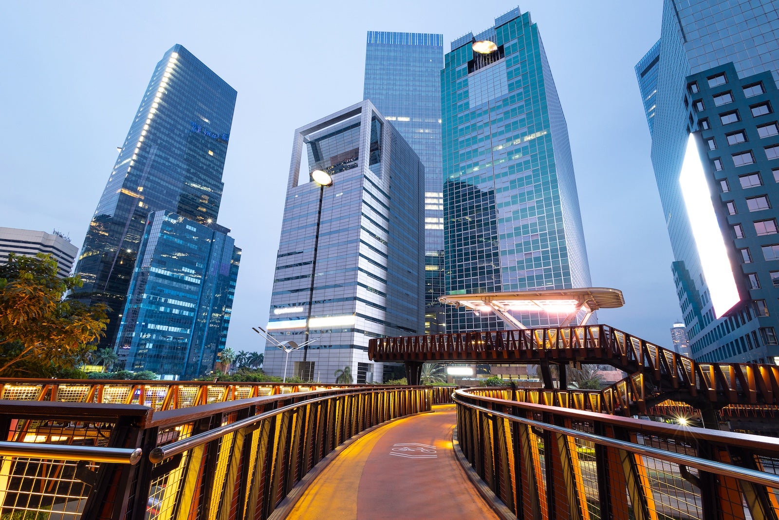 City of Jakarta illuminated at dusk, Indonesia