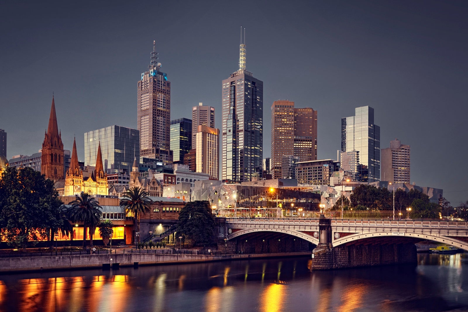 Melborune, Australia downtown at night