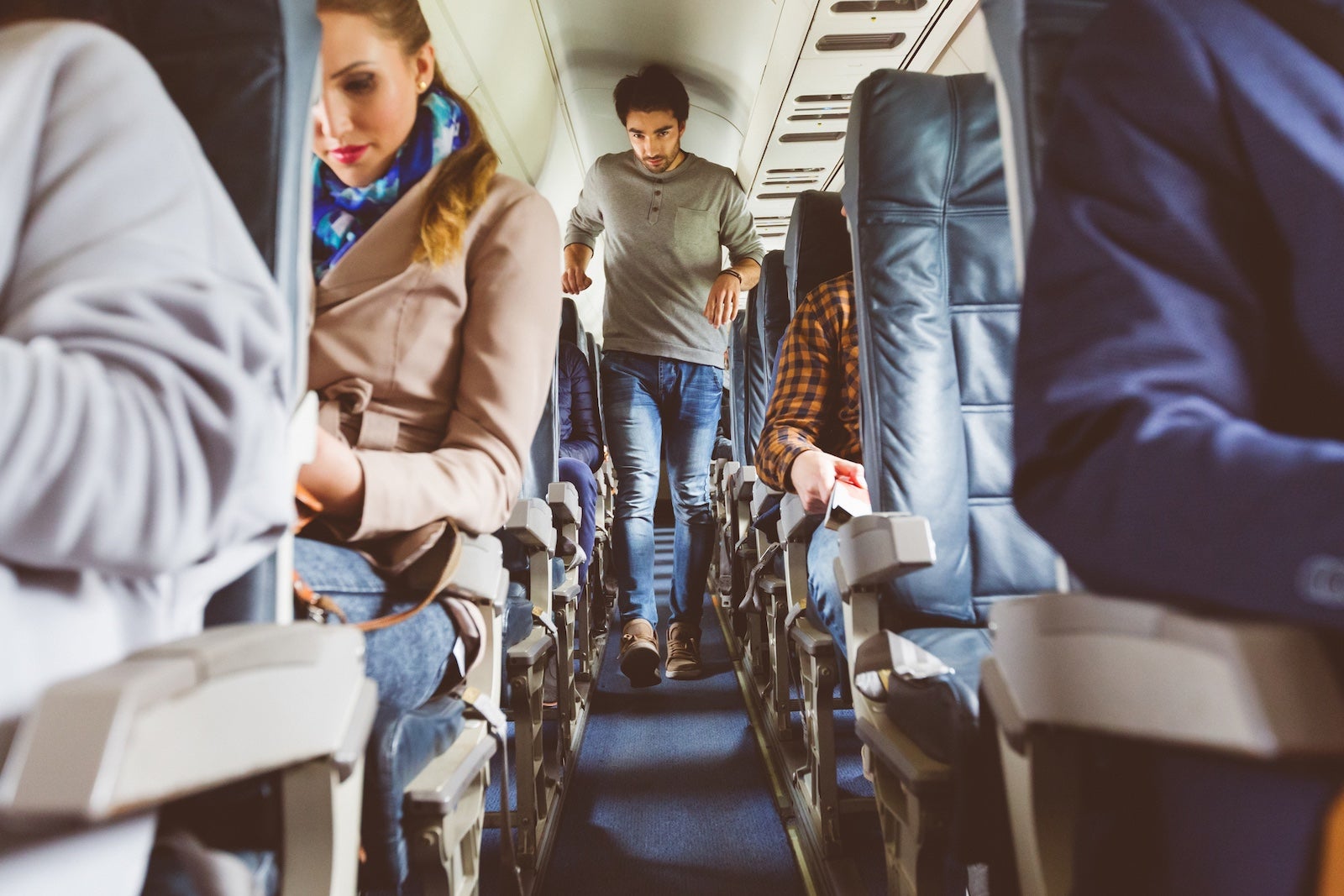 People traveling by airplane