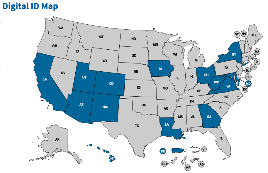 screenshot of map where Digital IDs are accepted