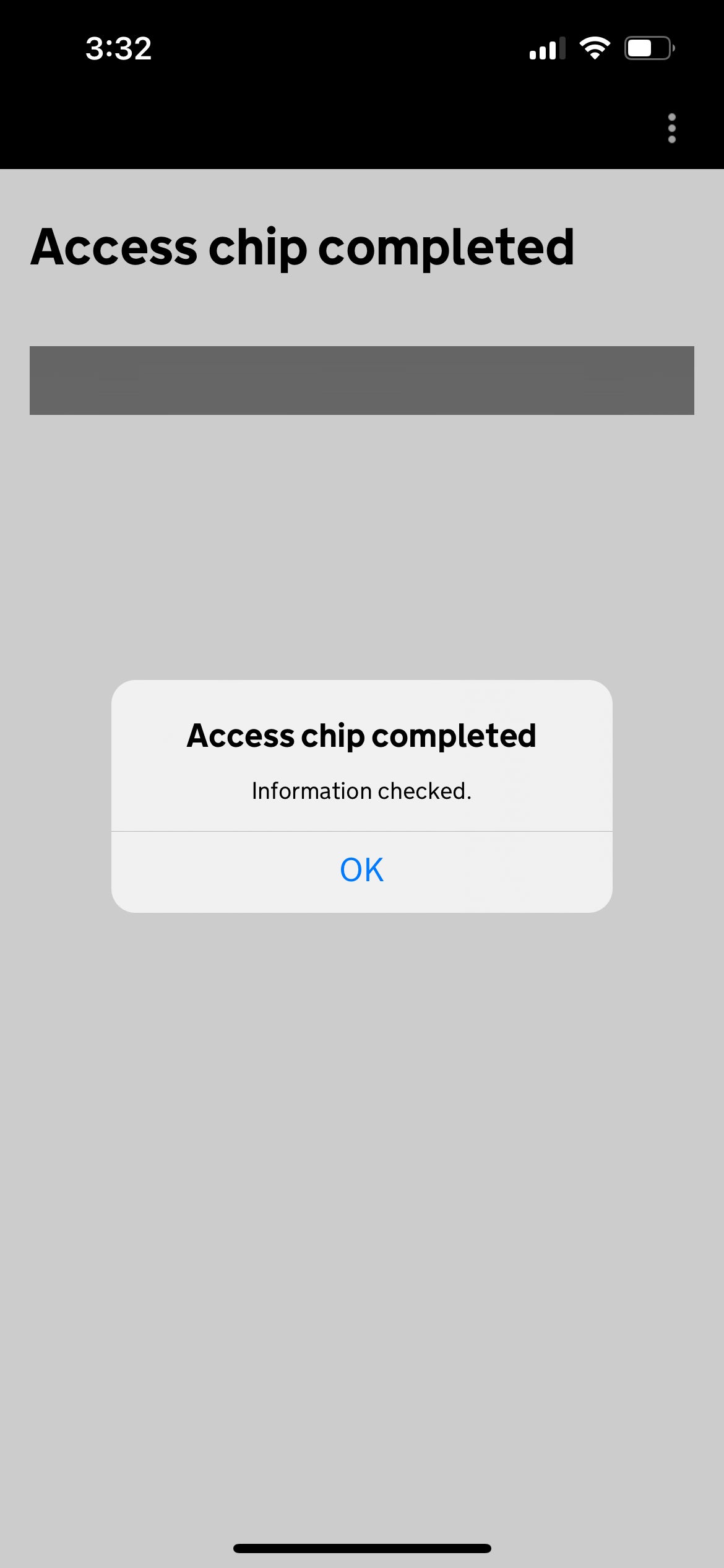 Successful chip read notification. GOV.UK