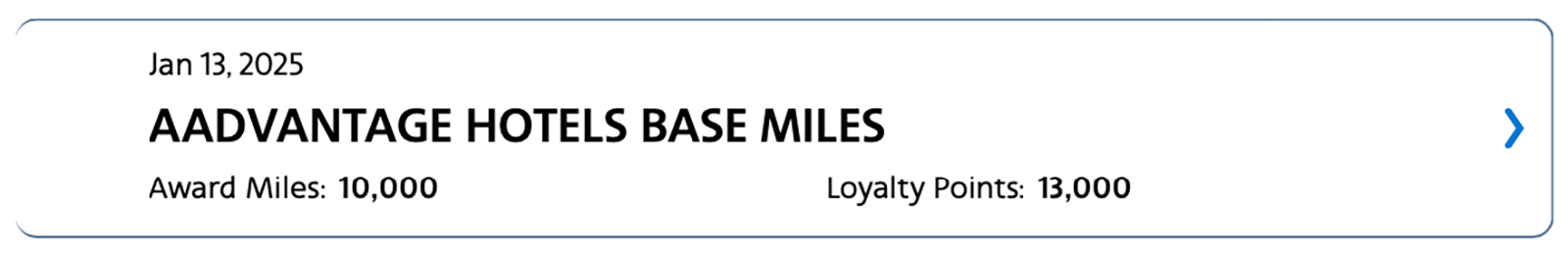 AAdvantage Hotels earnings - 13,000 Loyalty Points for a one-night stay