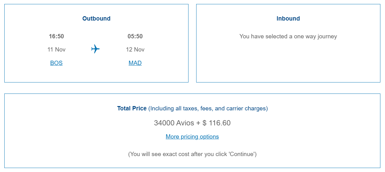 British Airways Avios off-peak to Europe