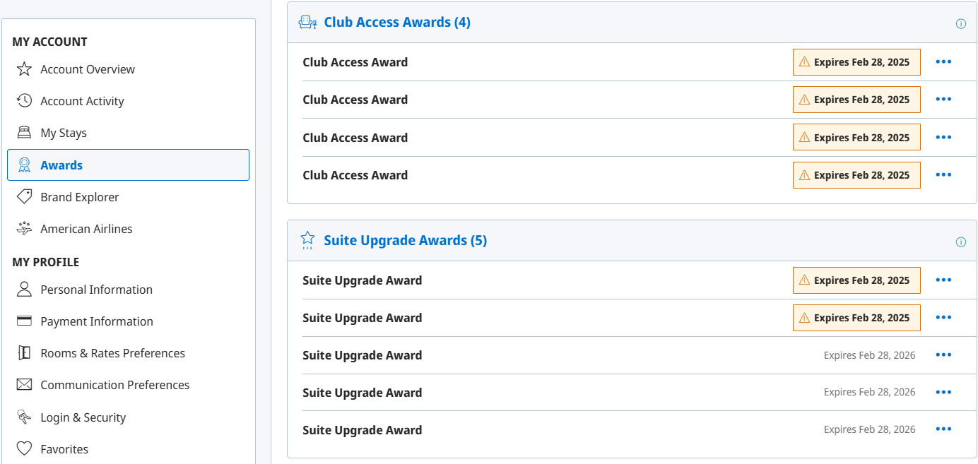 Hyatt upgrade award certificates