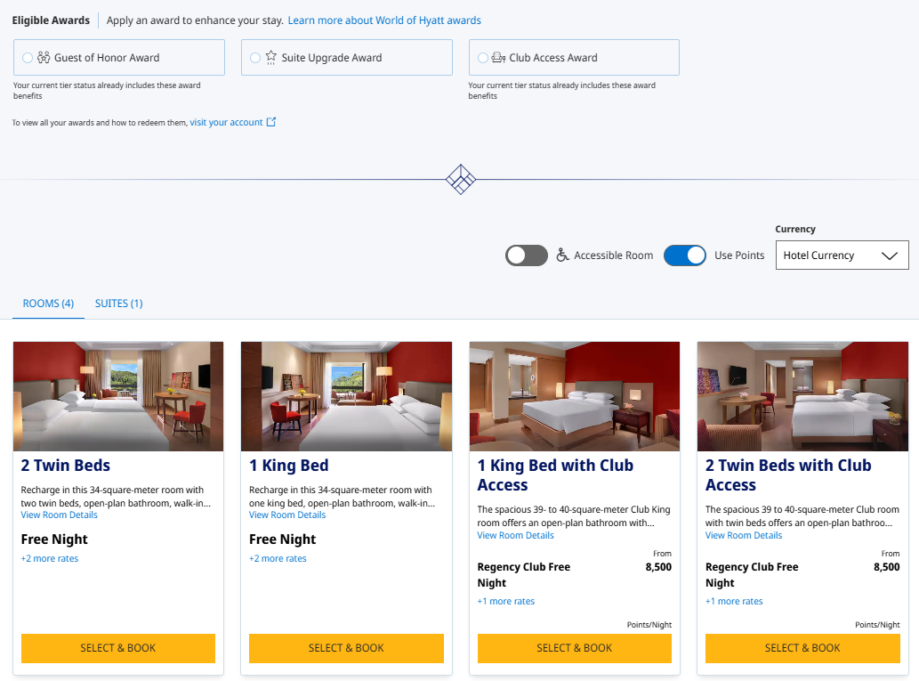 Using Hyatt upgrade awards