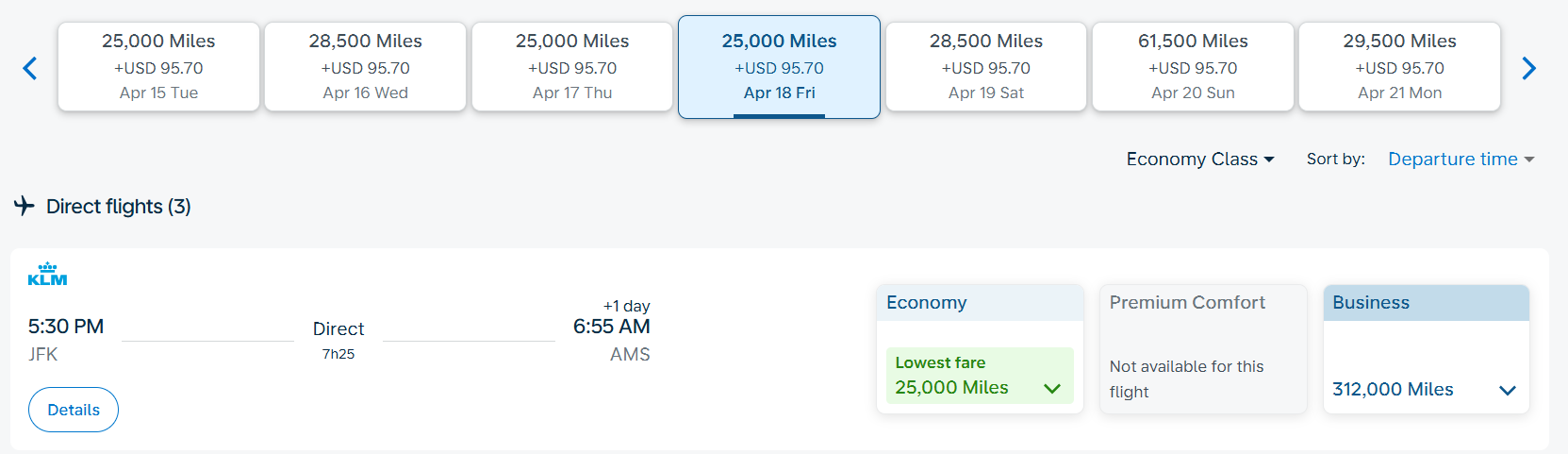 KLM transatlantic award