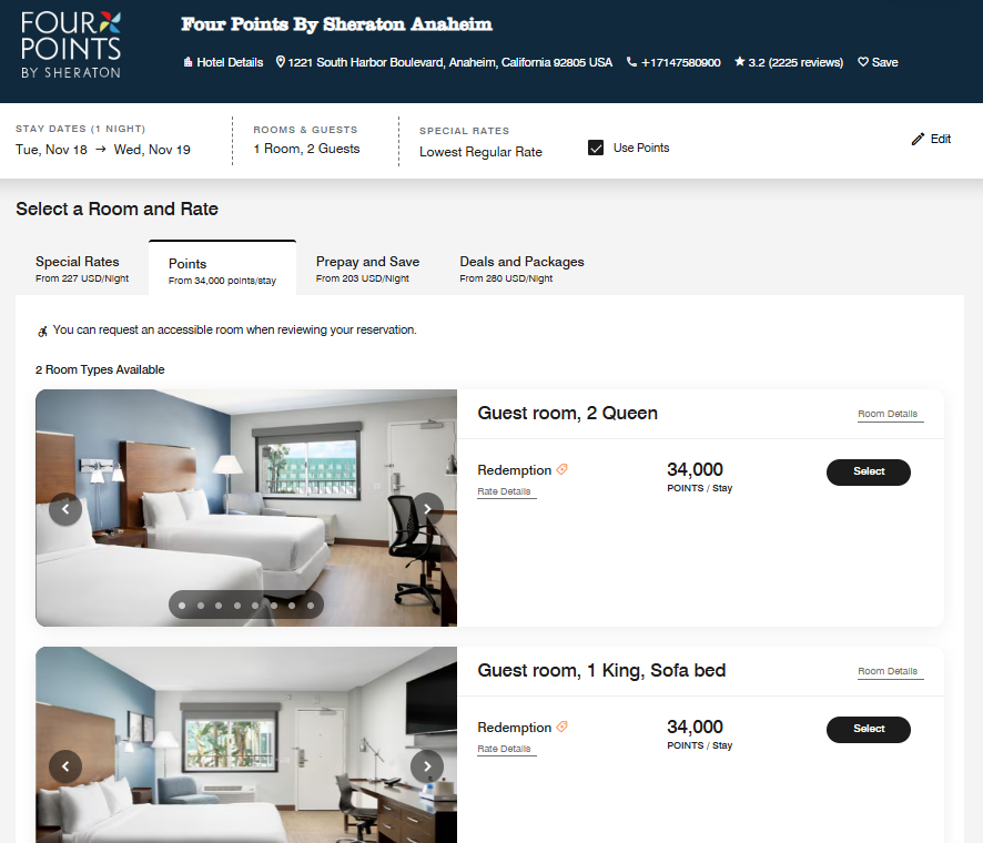 Booking with a Marriott 35,000-point certificate