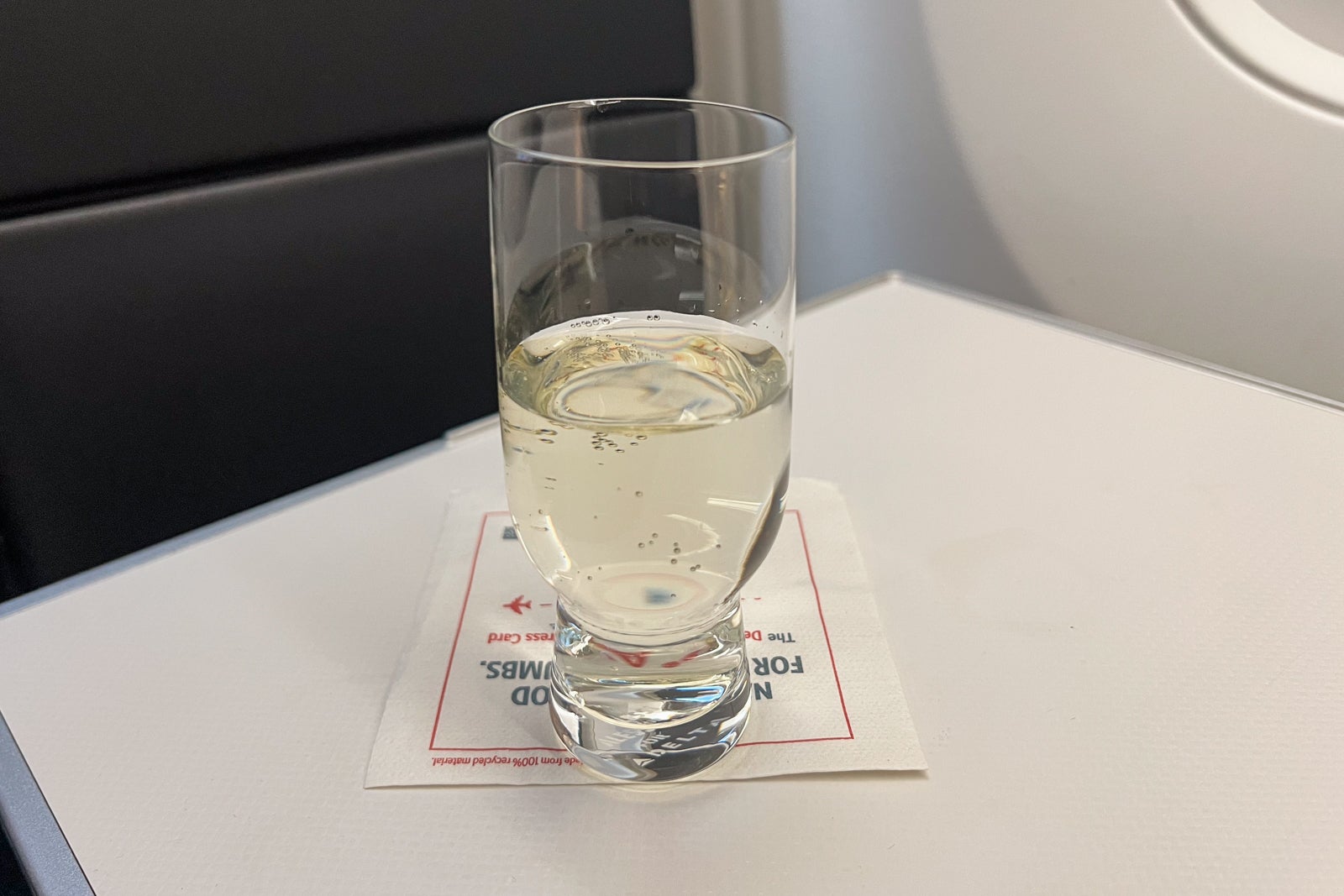 Sparkling wine on a Delta One flight to Brisbane.