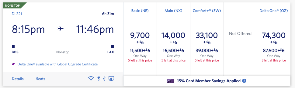 Delta Award Tickets from Boston to Los Angeles