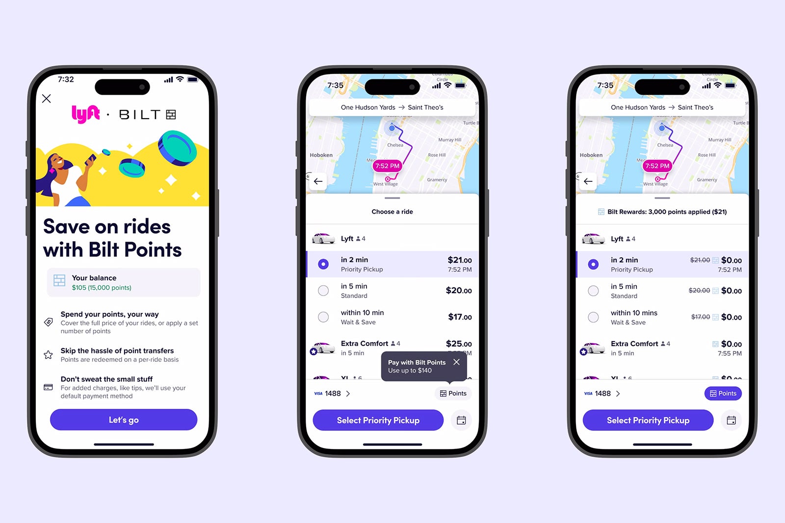 Screenshot of Bilt Lyft app use