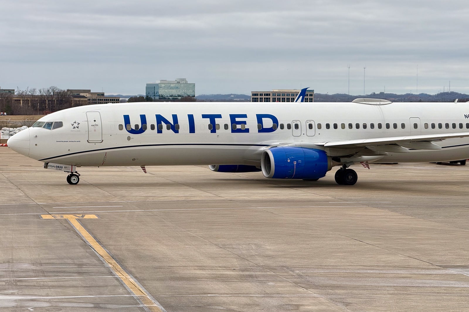 United plane on the runway