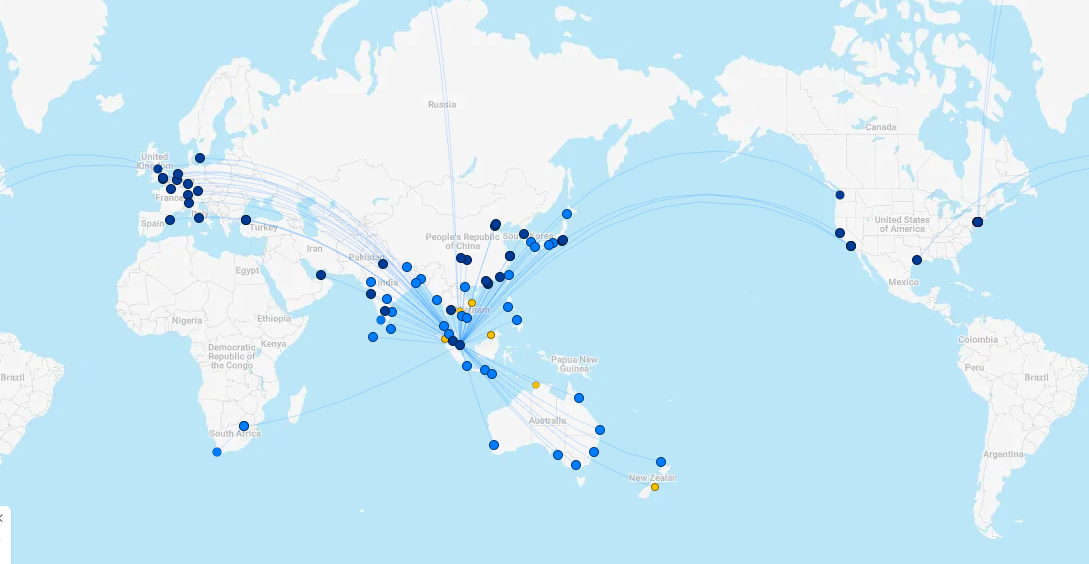 Singapore Airlines route network