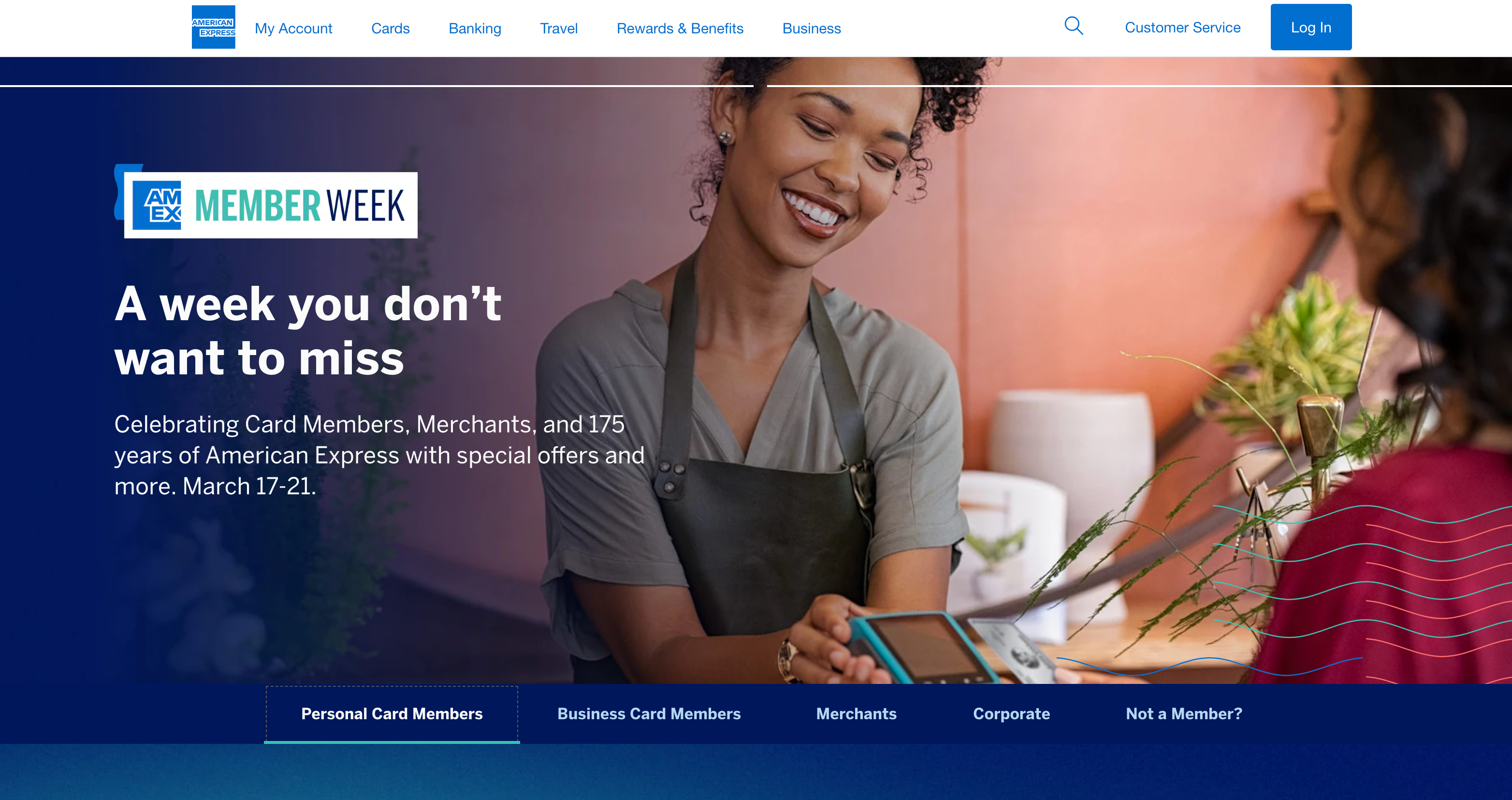 American Express Member Week sign-up page. AMERICAN EXPRESS