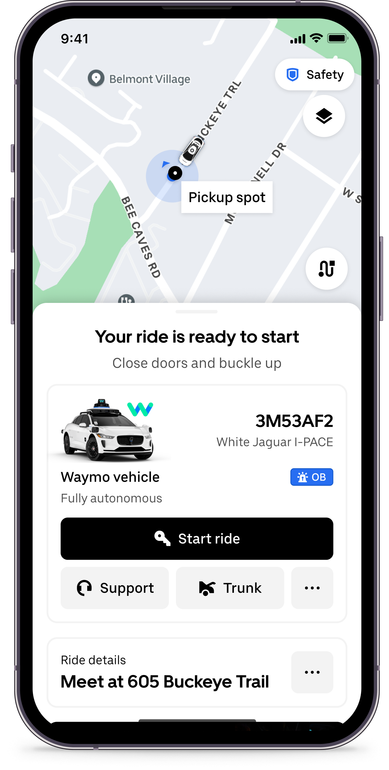 screenshot of Uber app