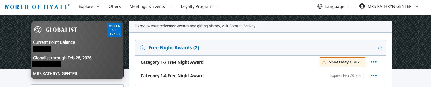 Hyatt free night awards