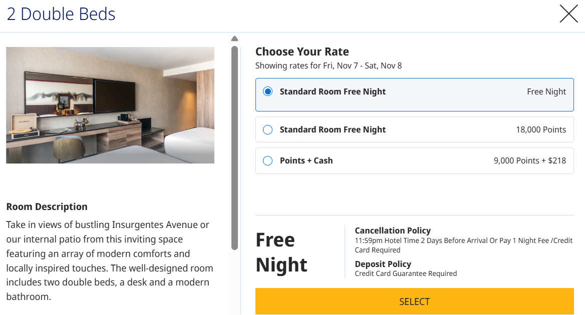 Using a Hyatt free night award