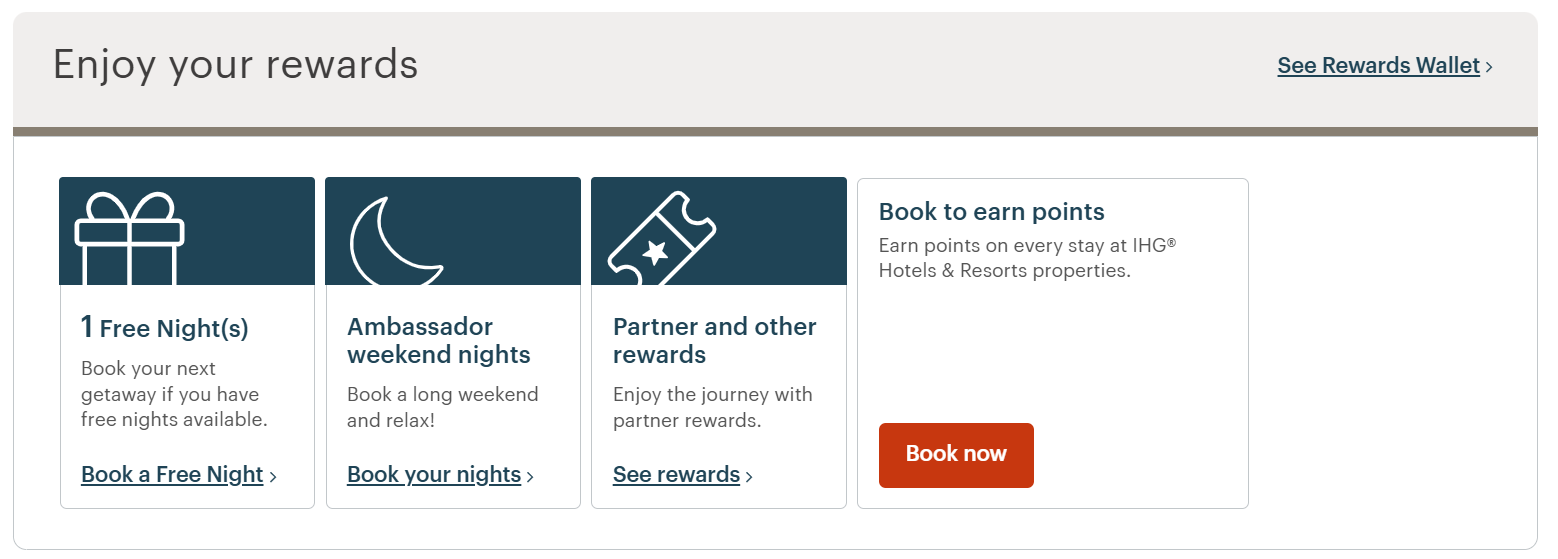 IHG free night awards in account