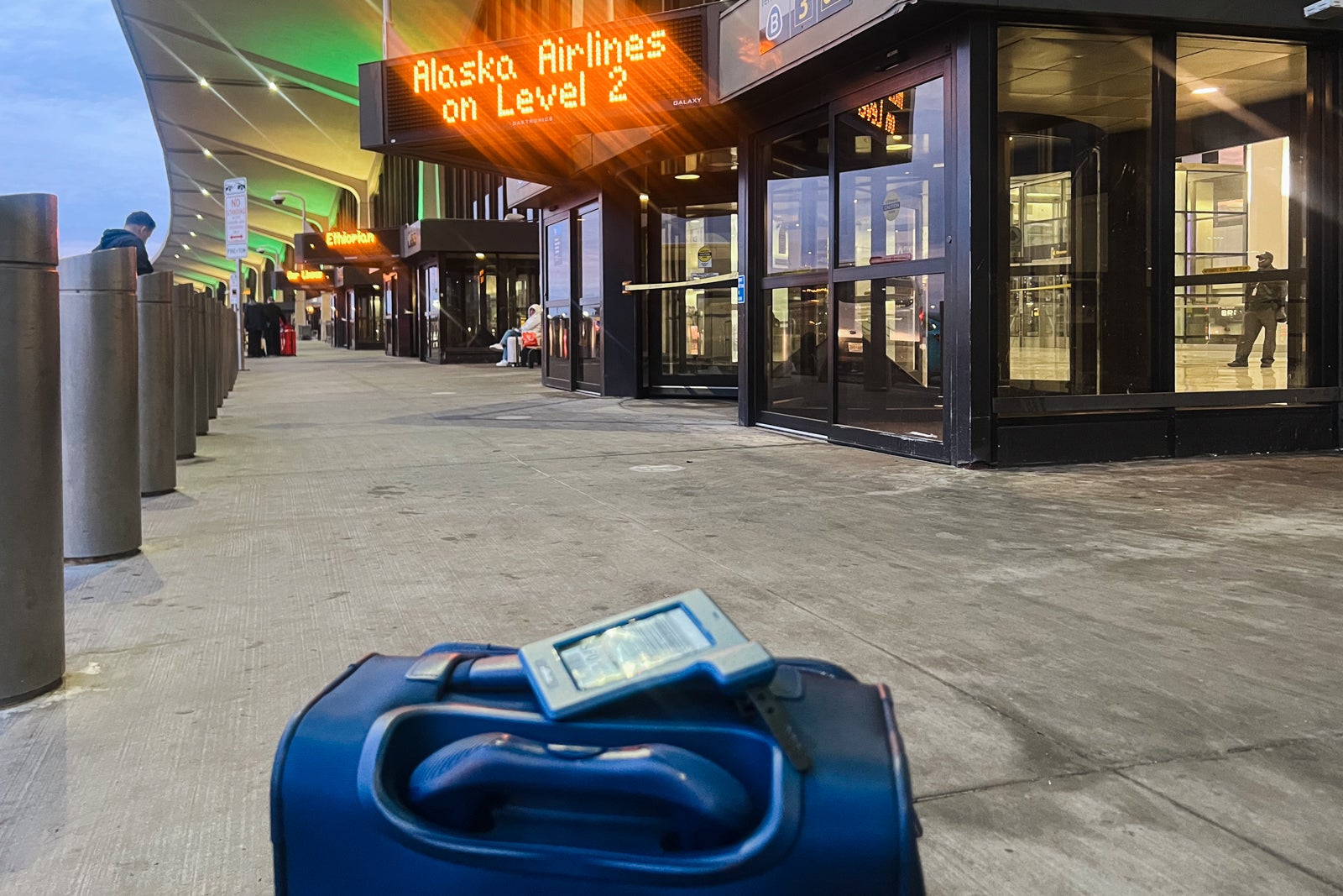 suitcase with digital bag tag