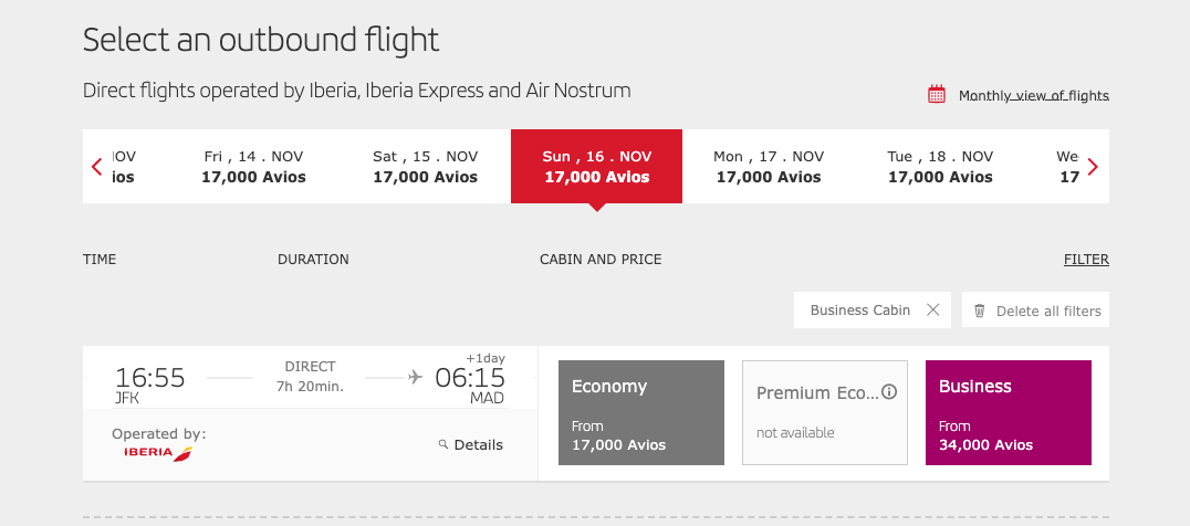 Iberia award availability 