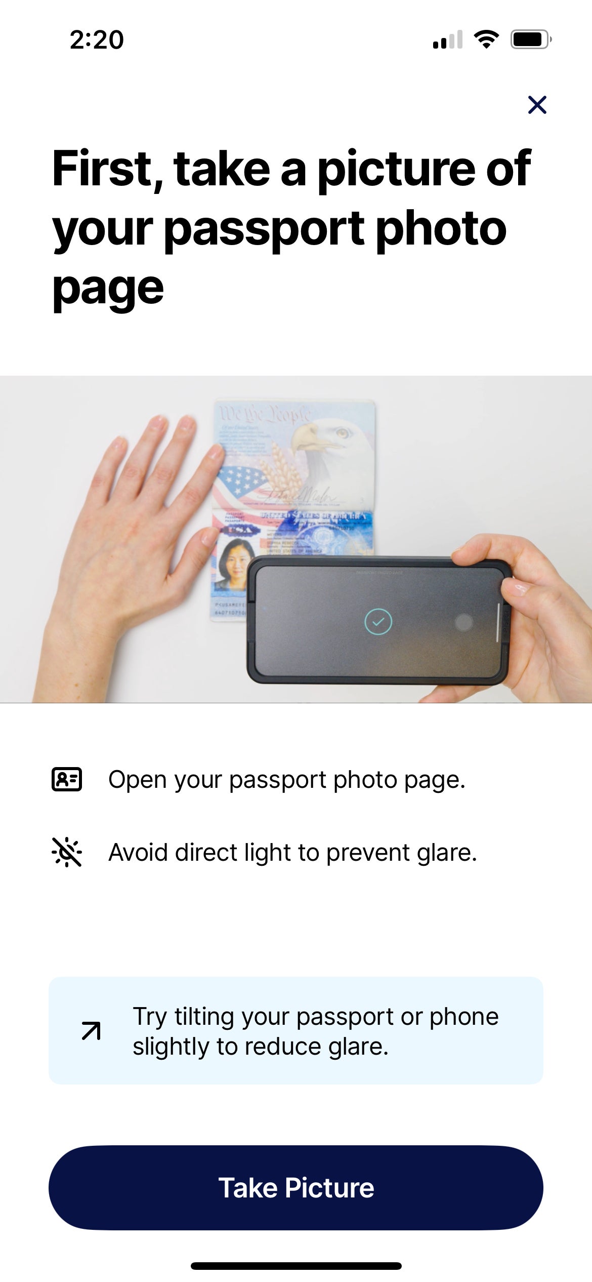 Clear add your passport feature