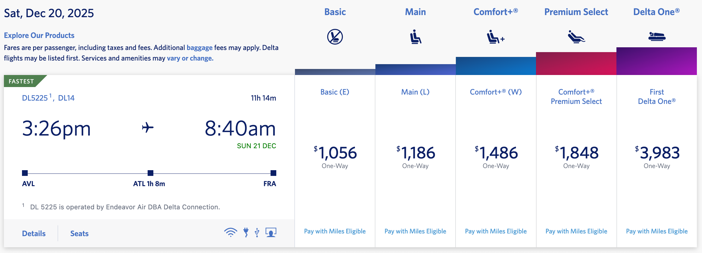 Delta AVL-FRA cash