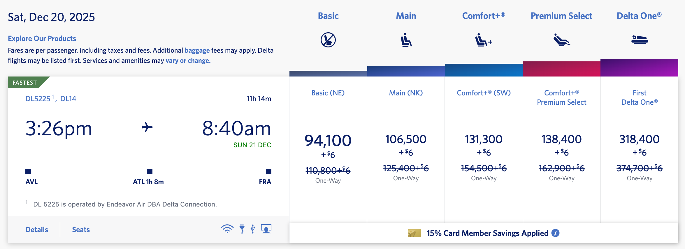 Delta AVL-FRA miles 2