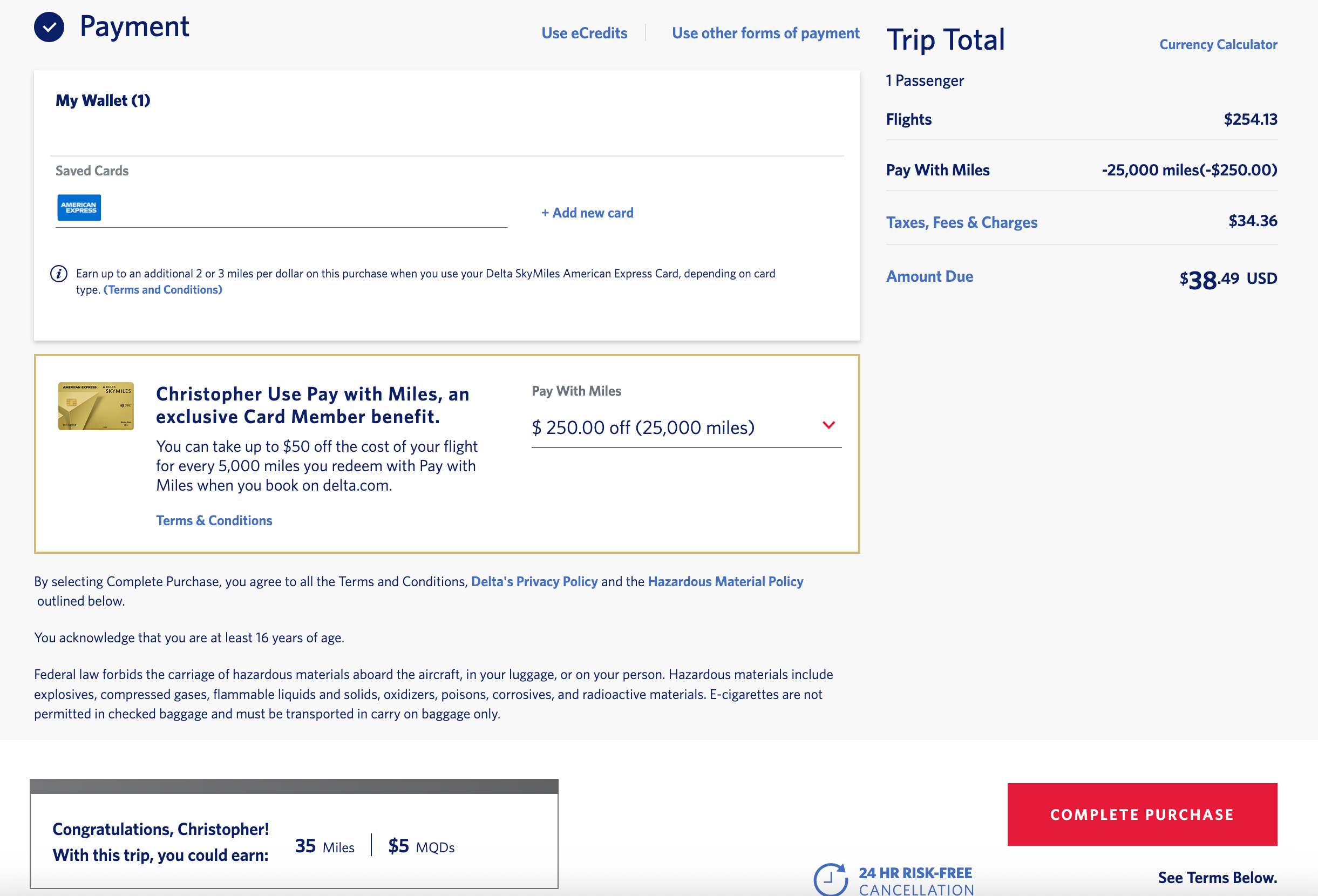 Pay with Miles partial cash 2
