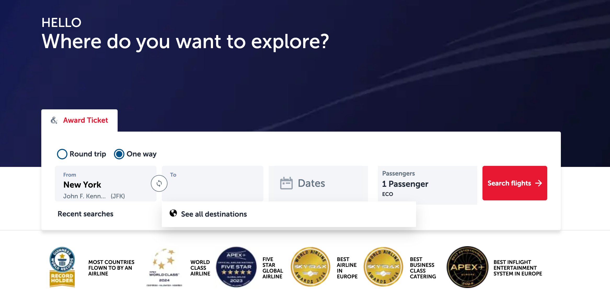 Turkish Airlines website
