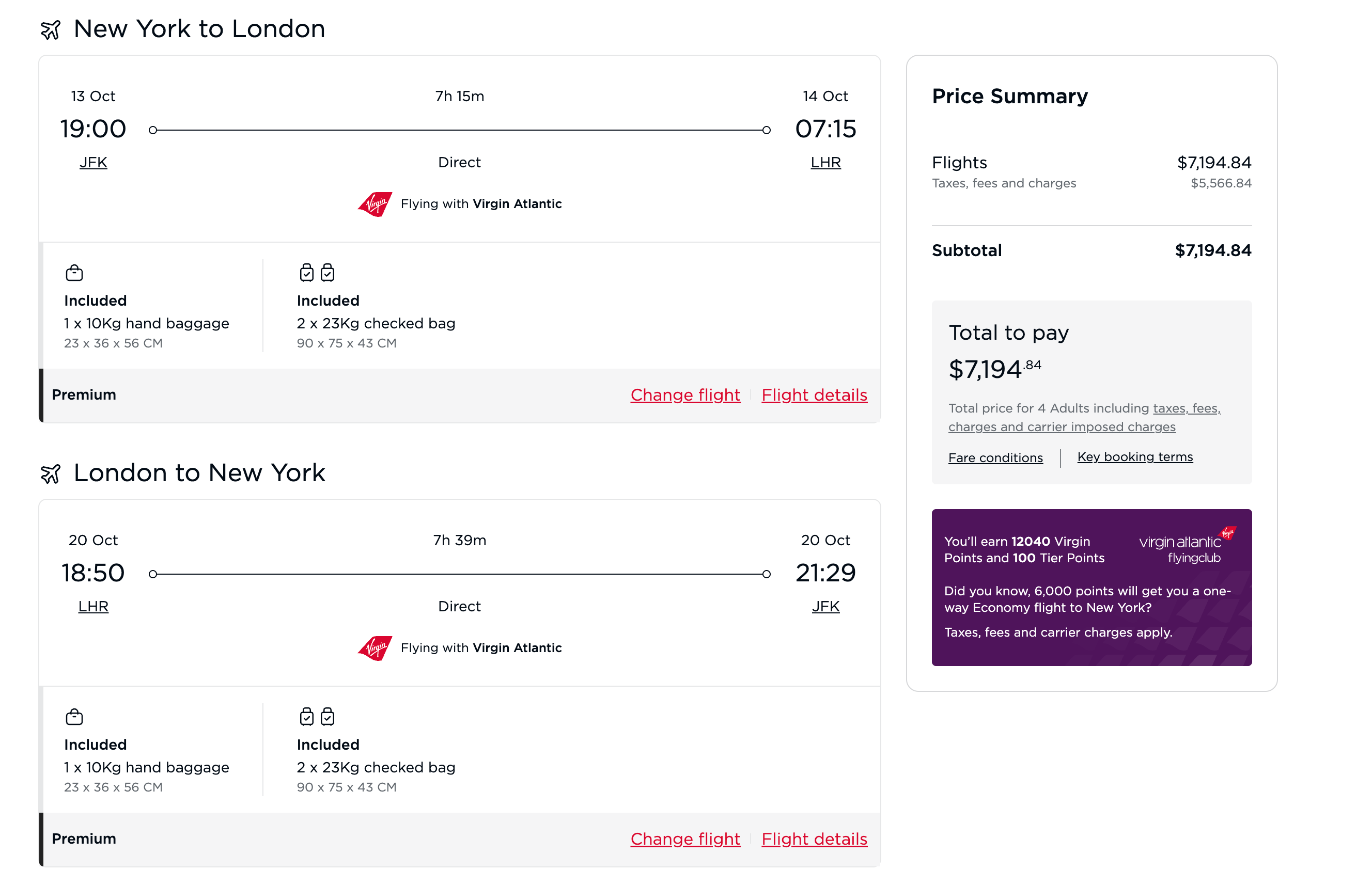 Virgin flying club screenshot