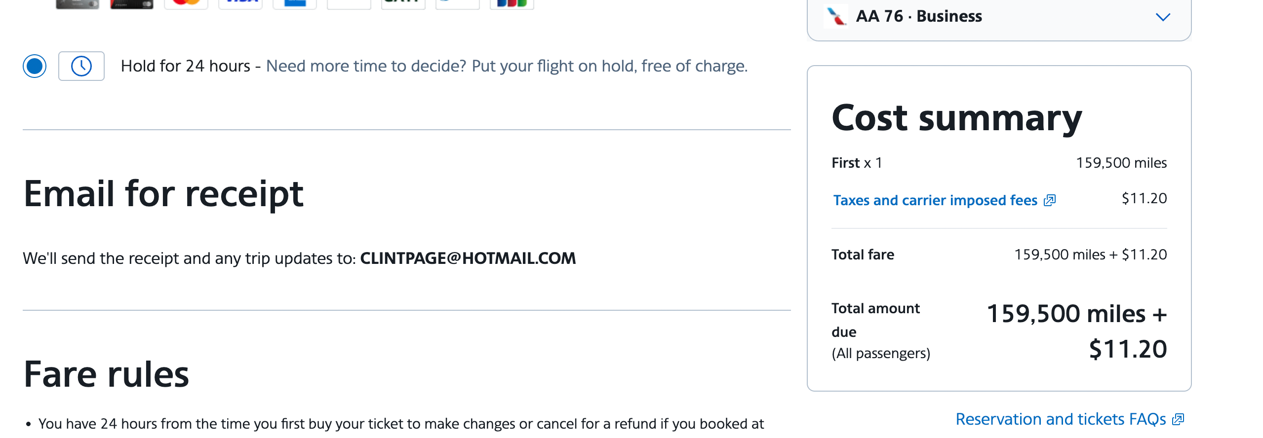 american airlines booking page