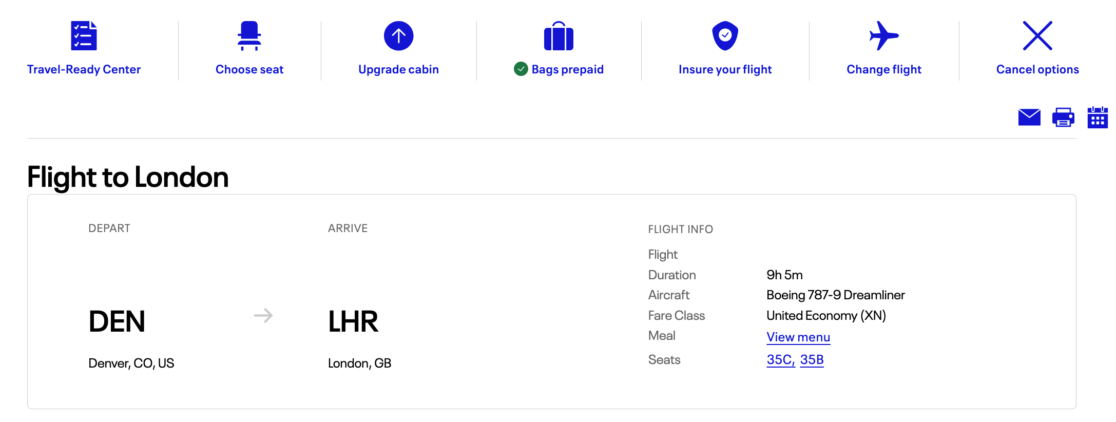 United upgrade trip