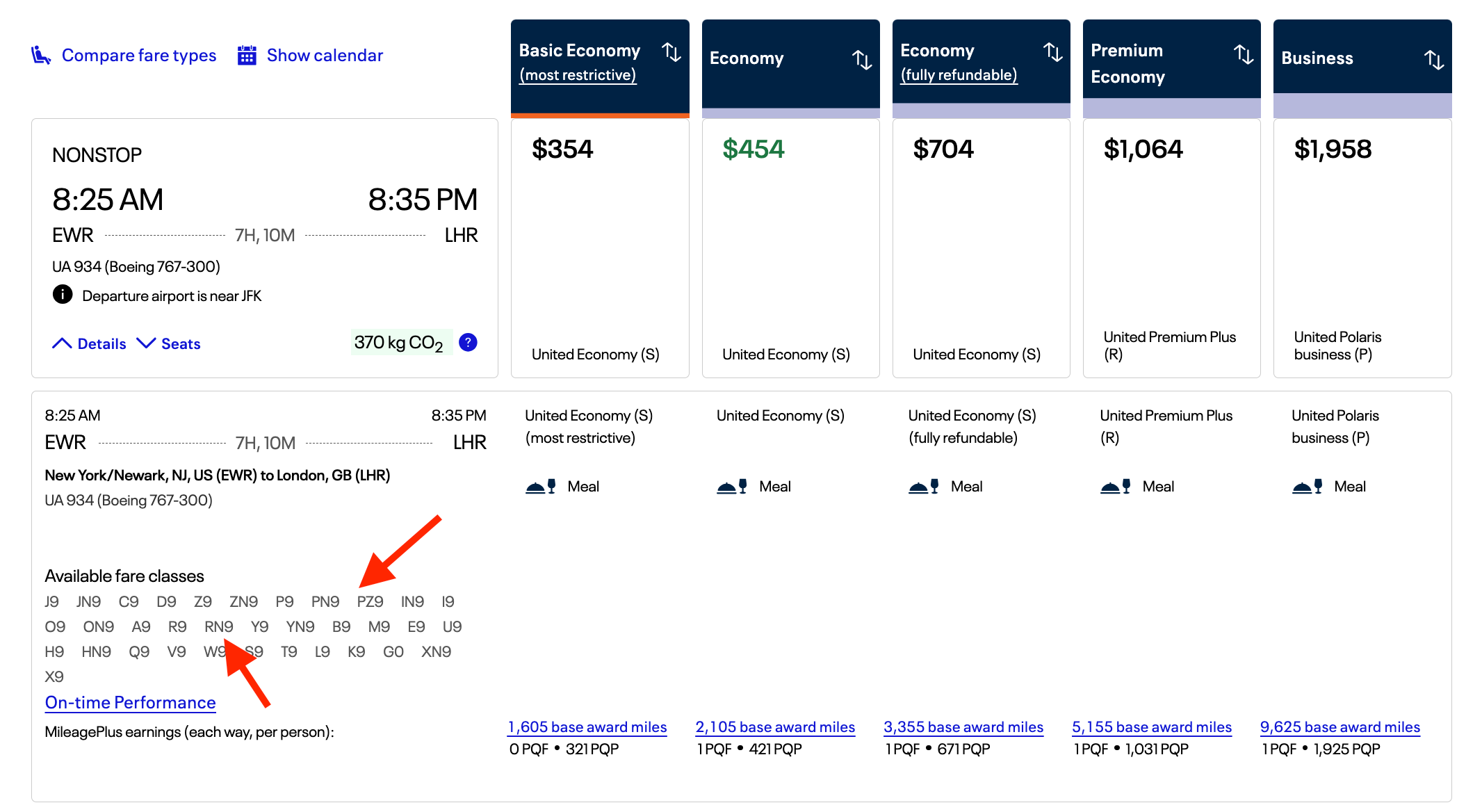 United upgrades EWR-LHR