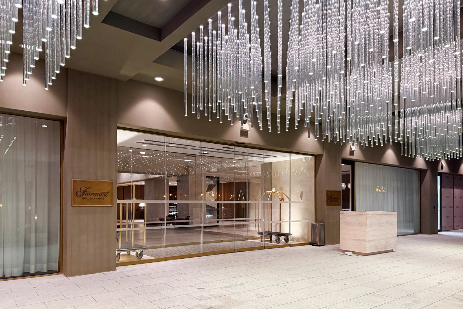 The entrance to Fairmont Golden Prague.
