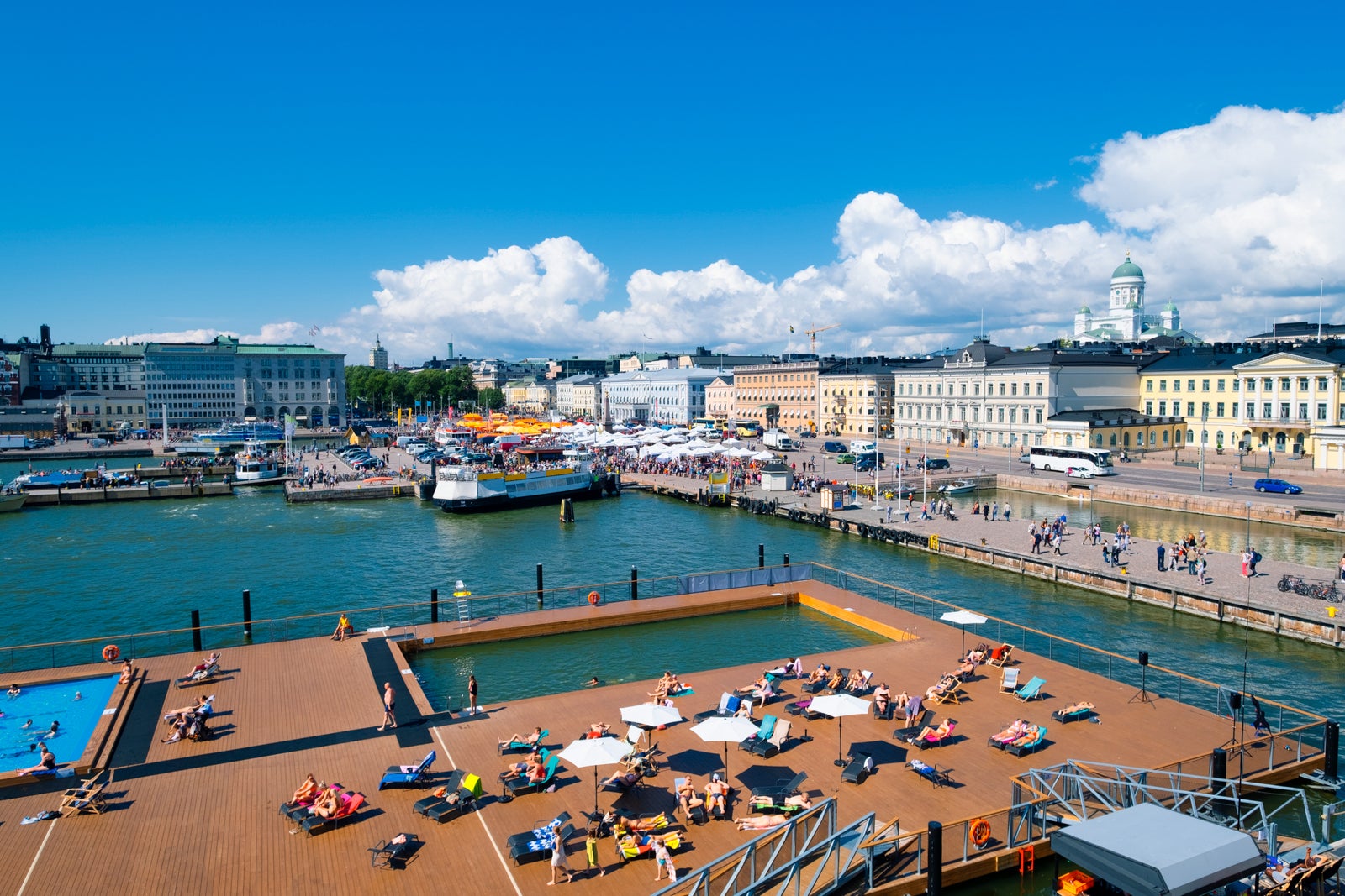 Helsinki harbor with city skyline Finland Summer