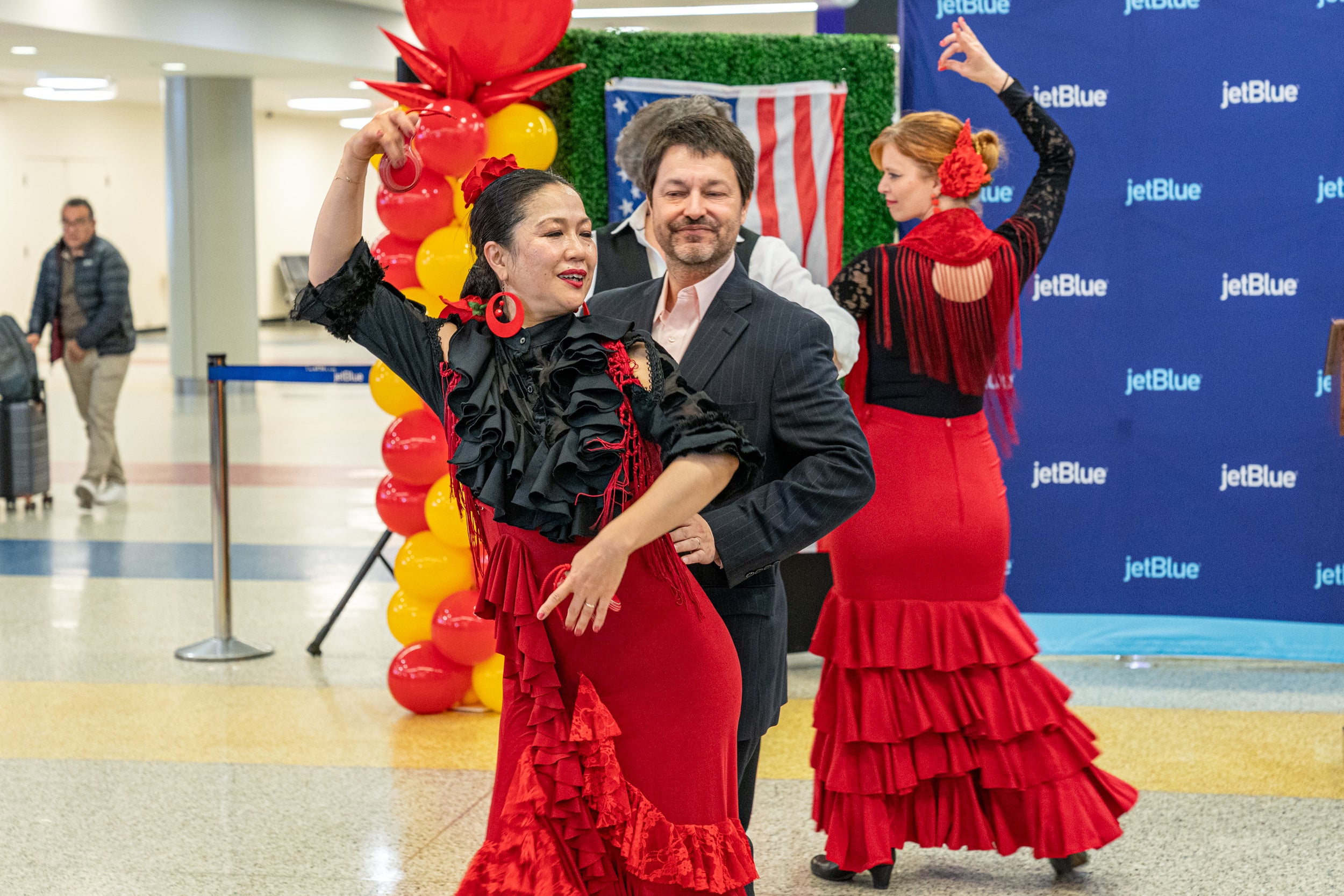 flamenco dancers in the airport