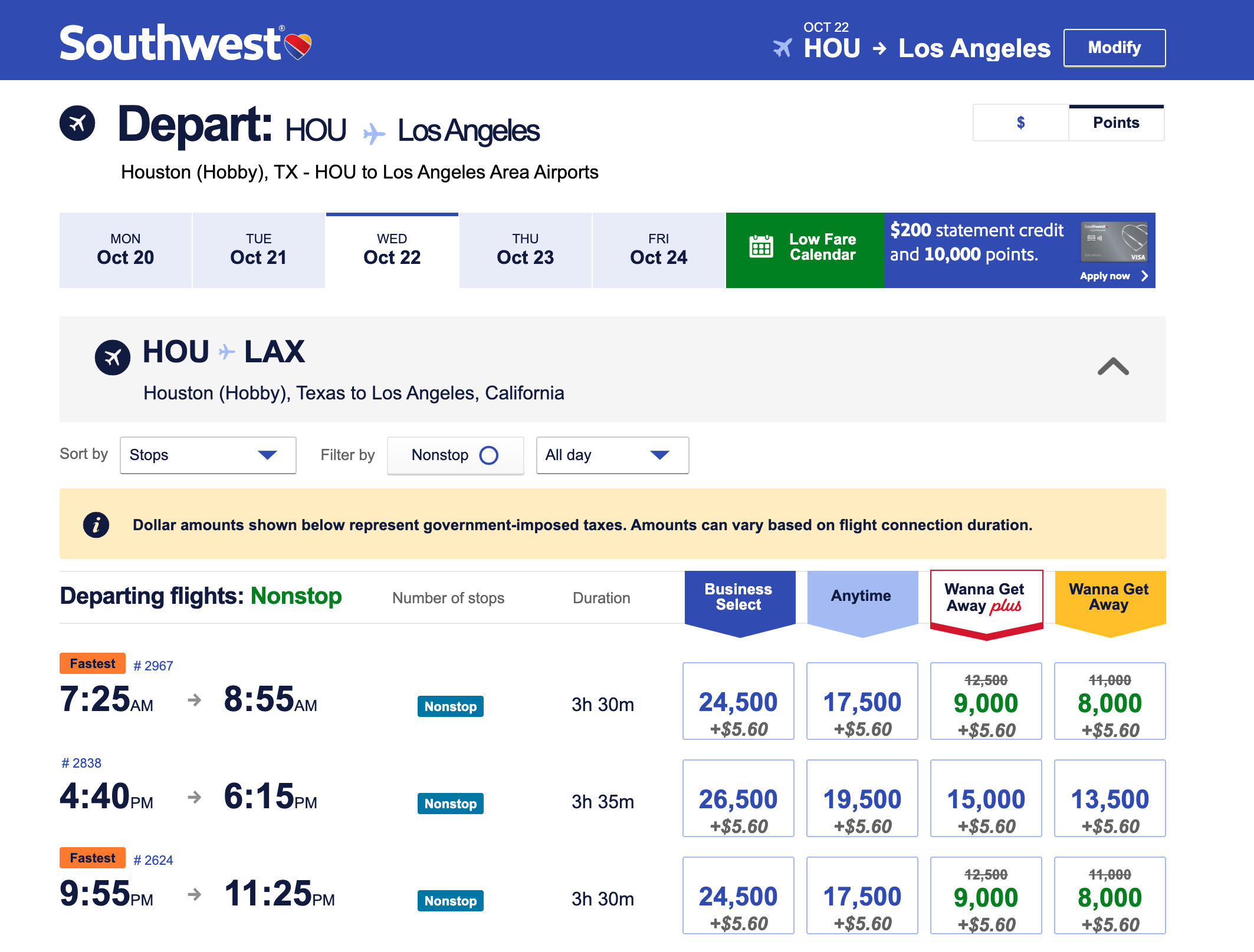 Southwest Rapid Rewards screenshot